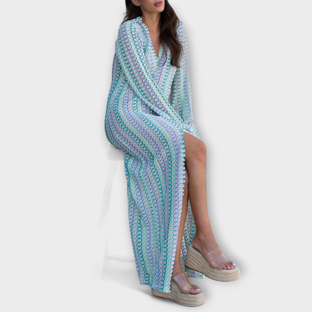Elina – Maxi Dress with V-Neck and Holiday Flair